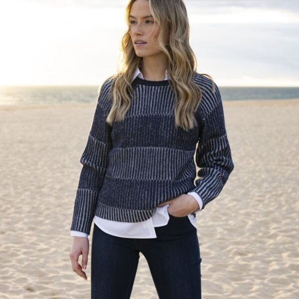 Marble Striped Jumper with Detachable Snood